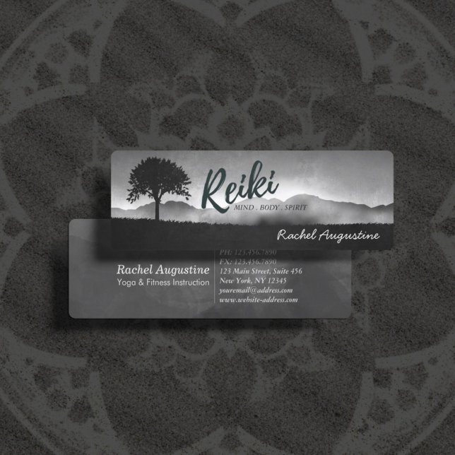 B&W Natural Reiki Master Yoga Mediation instructor Mini Business Card (Creator Uploaded)