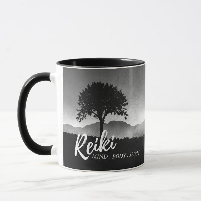 B&W Natural Reiki Master Yoga Mediation instructor Mug (Left)