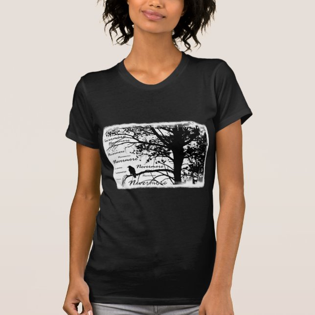 B&W Nevermore Raven Silhouette T-Shirt (Front)