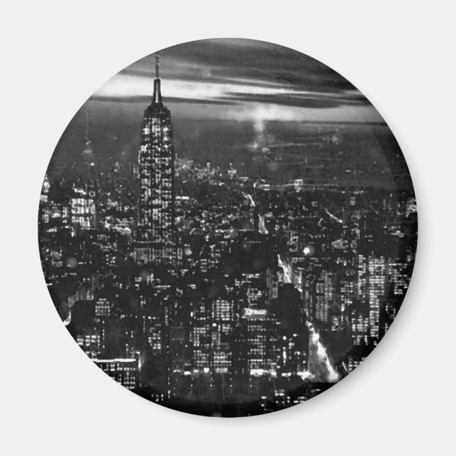 B&W New York City at Night Magnet (Front)
