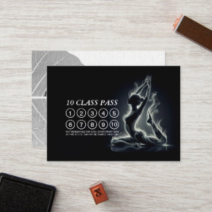 B&W One-legged King Pigeon Yoga Pose 10 Class Pass Loyalty Card