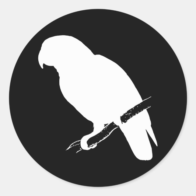 B&W Parrot Classic Round Sticker (Front)