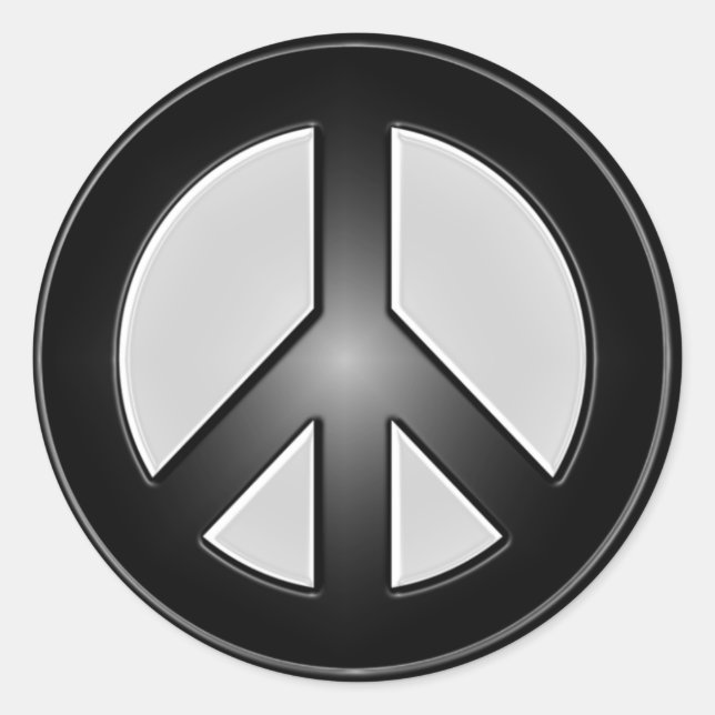 B&W peace sign Classic Round Sticker (Front)