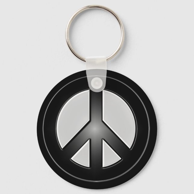 b&w peace sign key ring (Front)