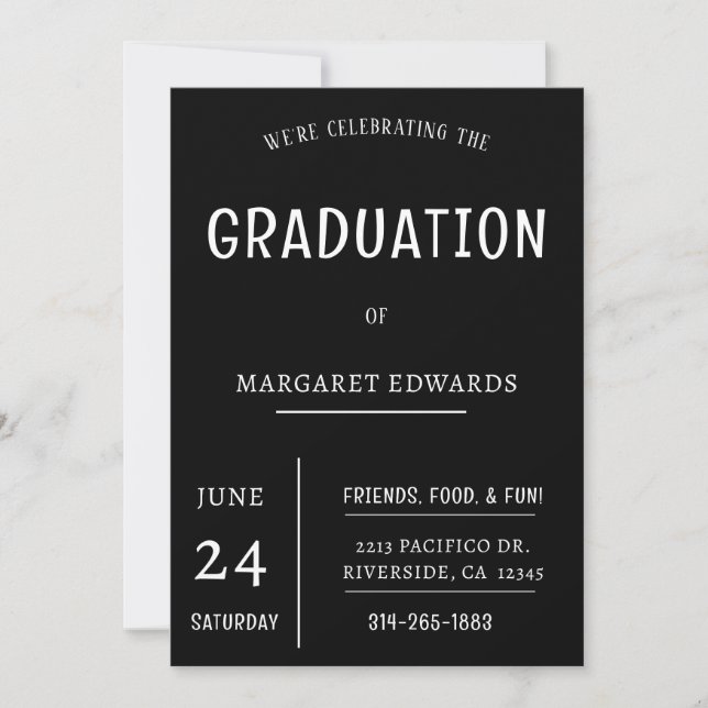 B&W PERSONALIZED WE'RE CELEBRATING THE GRADUATION CARD (Front)