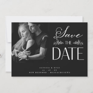 B&W Photo Couple Wedding Elegant Botanical 