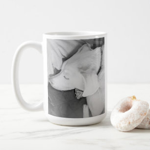B & W Photo of Beautiful White Dog Sleeping Coffee Mug