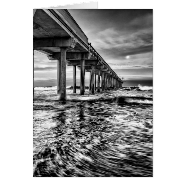 B&W pier at dawn, California (Front)