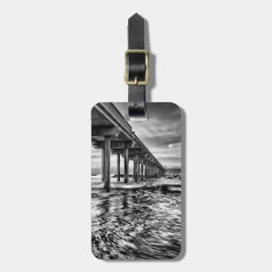 B&W pier at dawn, California Luggage Tag