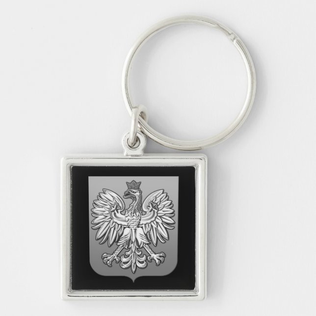 B/W Polish Eagle Shield Key Ring (Front)