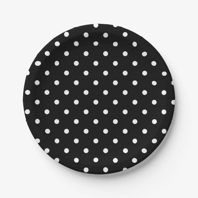 B&W Polkadots Paper Plate (Front)