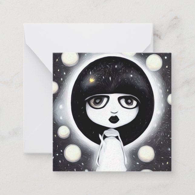 B&W Pop Surrealism Little Doll Card (Front)