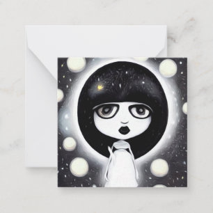 B&W Pop Surrealism Little Doll Card