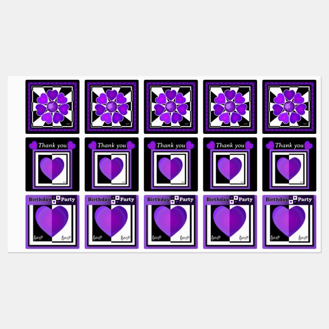 b&w Purple hearts beating (Sheet)