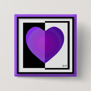 B&W Purple Hearts Beating 15 Cm Square Badge