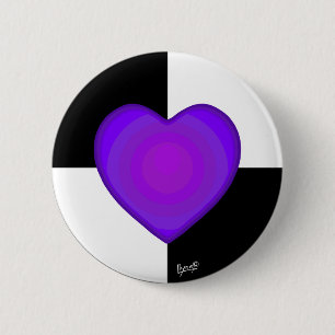 B&W Purple Hearts Beating 6 Cm Round Badge