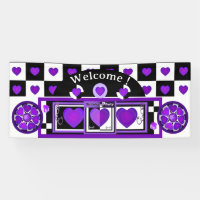 B&W purple hearts beating