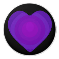 B&W Purple Hearts Beating Ceramic Knob