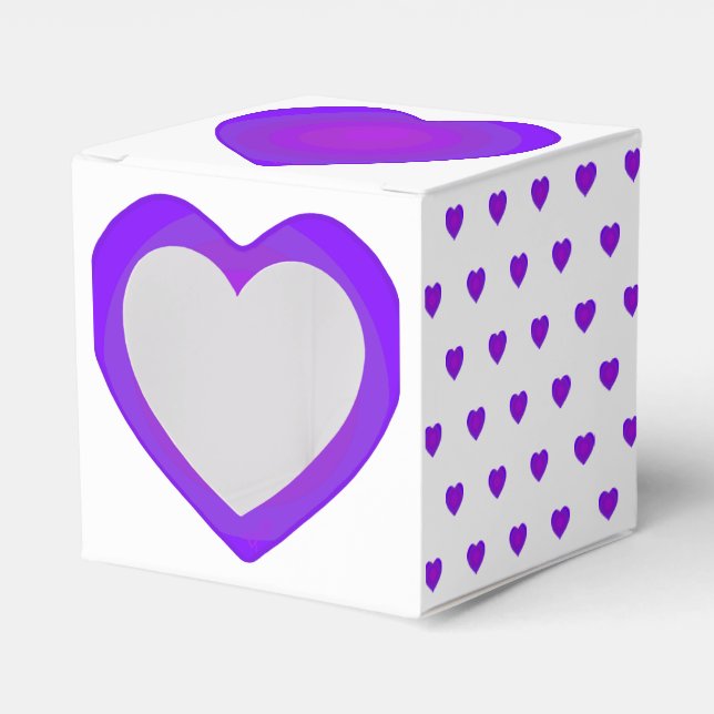B&W Purple Hearts Beating Favour Box (Front Side)