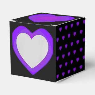 B&W Purple Hearts Beating Favour Box
