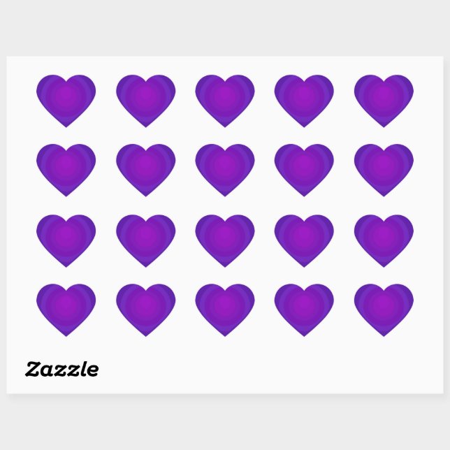 B&W Purple Hearts Beating Heart Sticker (Sheet)