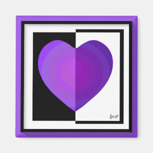 B&W Purple Hearts Beating Magnet