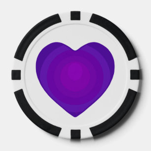 B&W Purple Hearts Beating Poker Chips