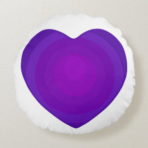 B&W Purple Hearts Beating Round Cushion