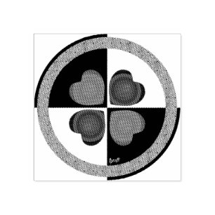 B&W purple hearts beating Rubber Stamp