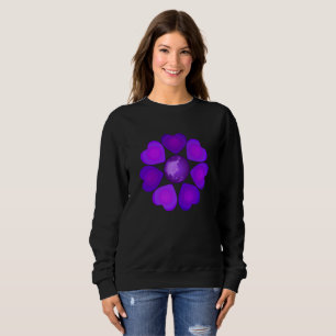 B&W Purple Hearts Beating Sweatshirt
