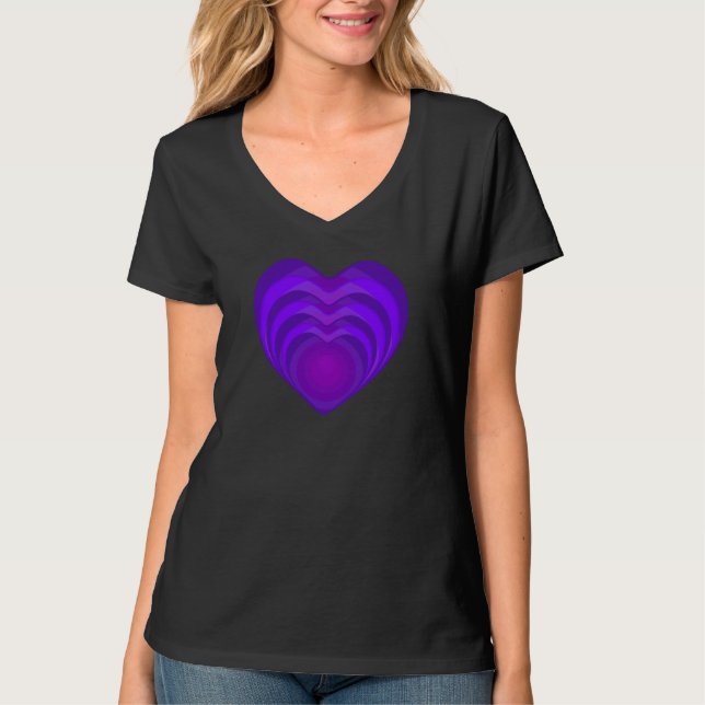 B&W Purple Hearts Beating T-Shirt (Front)