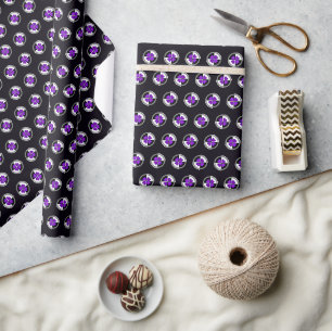 B&W Purple Hearts Beating Wrapping Paper