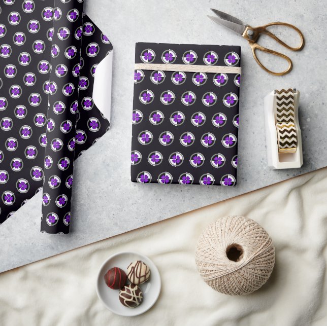 B&W Purple Hearts Beating Wrapping Paper (Crafts)