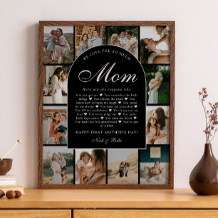 B & W Reasons We Love You Mom Photo Grid Collage Poster