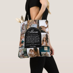B & W Reasons We Love You Mum Photo Grid Collage Tote Bag