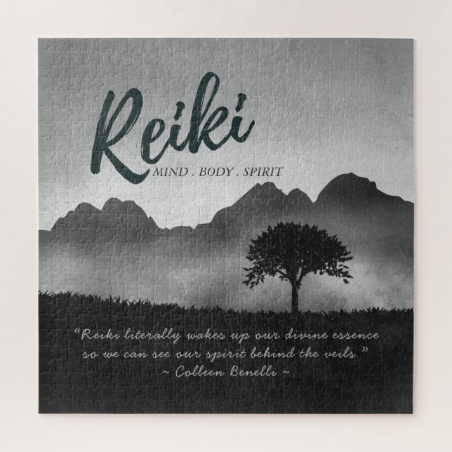 B&W Reiki Master Yoga Mediation instructor Quotes Jigsaw Puzzle (Vertical)