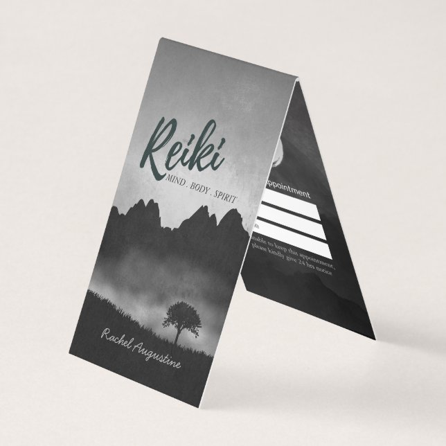 B&W Reiki Yoga instructor Price List Appointment Business Card (Front)