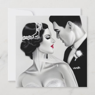 B&W Retro Art Deco Vintage Bride & Groom