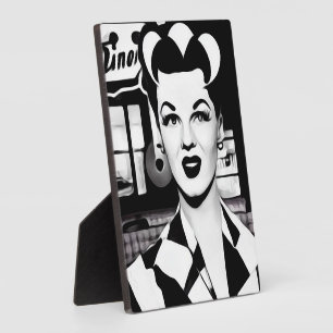 B&W Retro Diner Waitress Plaque
