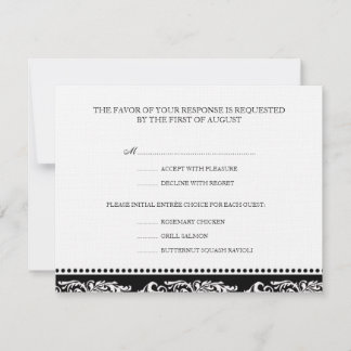 B&W scroll elegant rsvp wedding response card