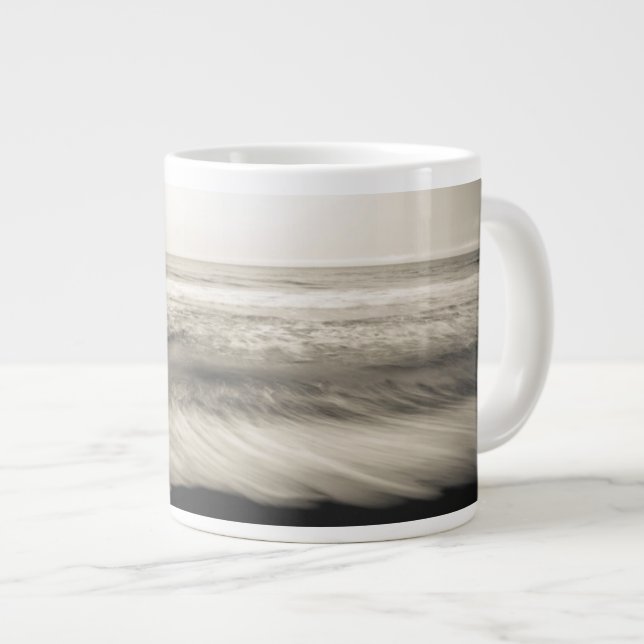 B&W seascape, Hawaii Large Coffee Mug (Front Right)