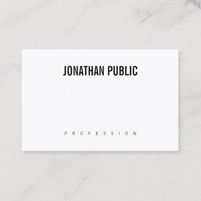 B&W Simple Modern Design Elegant Plain Minimalist Business Card (Front)