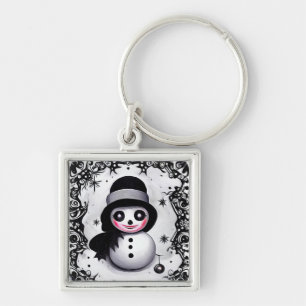 B&W Snowgirl Key Ring