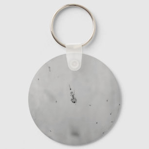 B&W - Spider and its Babies Key Ring
