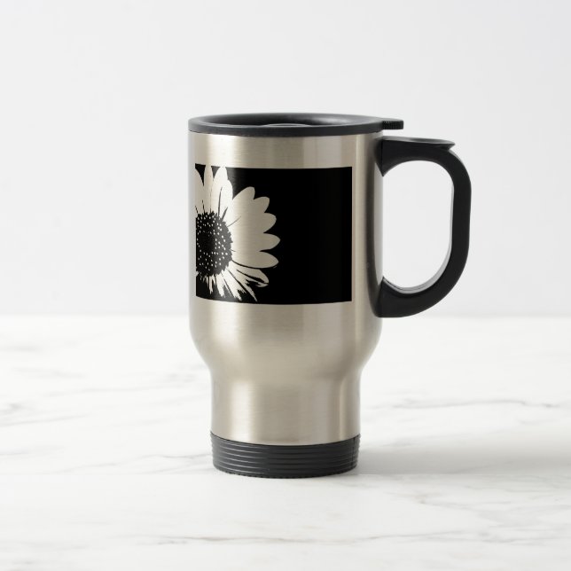 B&W Sunflower Travel Mug (Right)