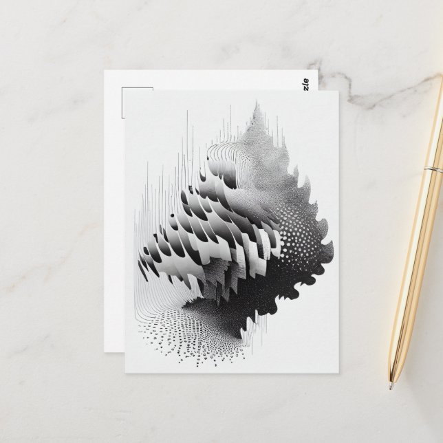 B&W Surreal Optical Illusion Abstract Tree Card (Front/Back In Situ)