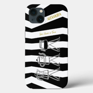 B & W Three Coffee Makers Striped Coffee iPhone 13 Case