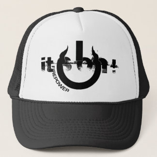 b&w trucker hat