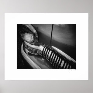 B&W Vintage Mercury Grille Poster Print