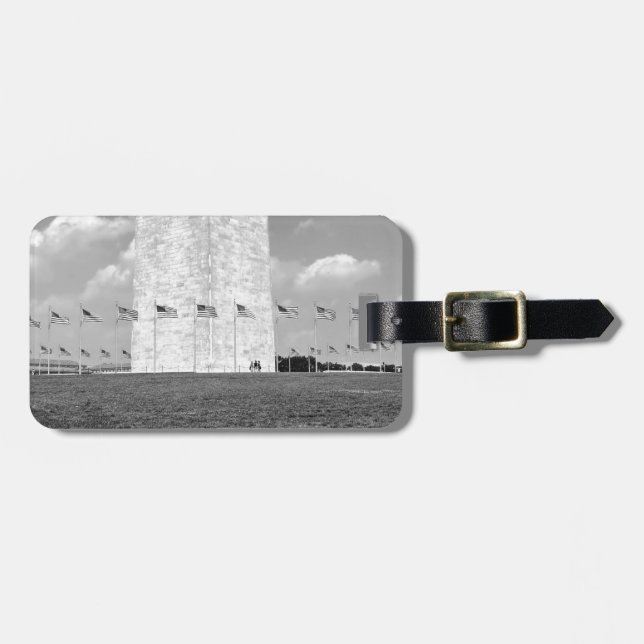 B&W Washington Monument Luggage Tag (Front Horizontal)